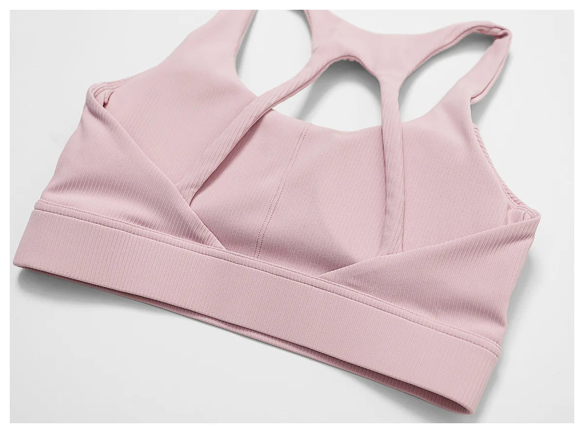 Ribbed Women's Fitness Bra – High Support Yoga & Gym Vest (Multiple Colors)
