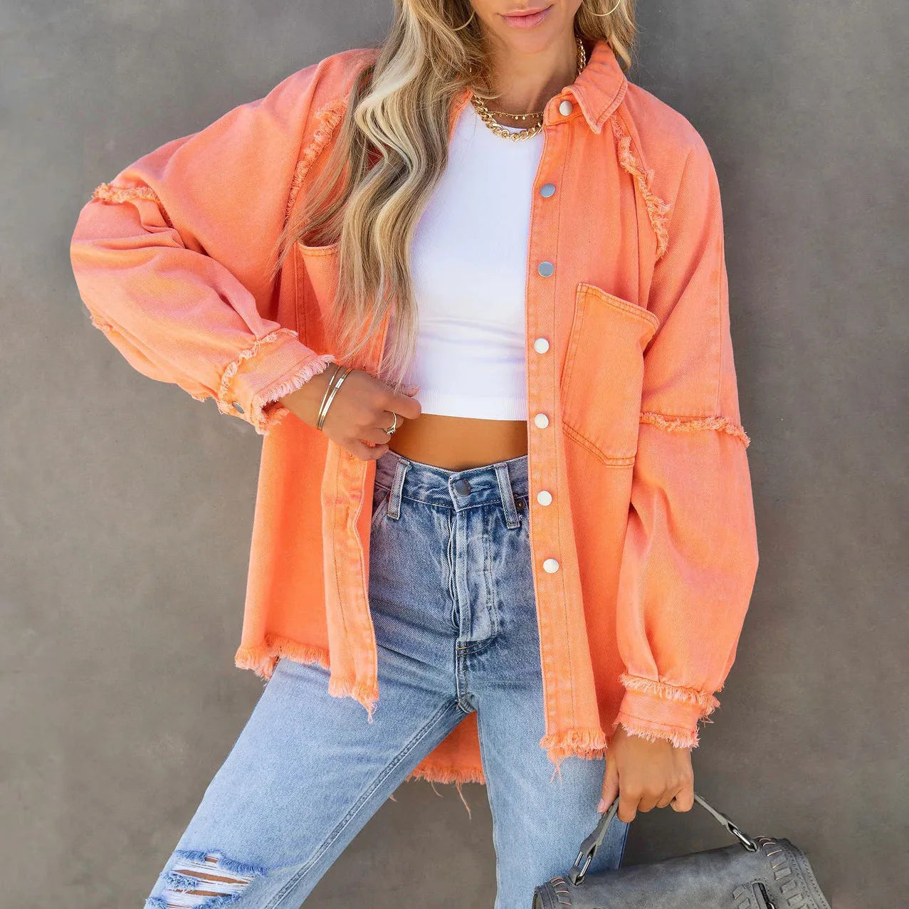 Colorful Denim Jacket with Tassels