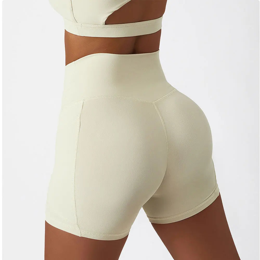 High-Waist Summer Gym Shorts with Pockets – Multi Colors