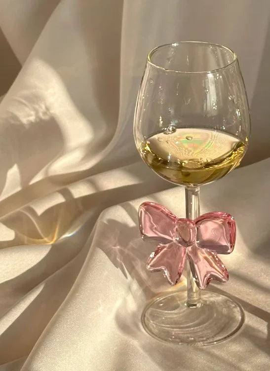 Transparent Glass Cup with Large Pink Bow