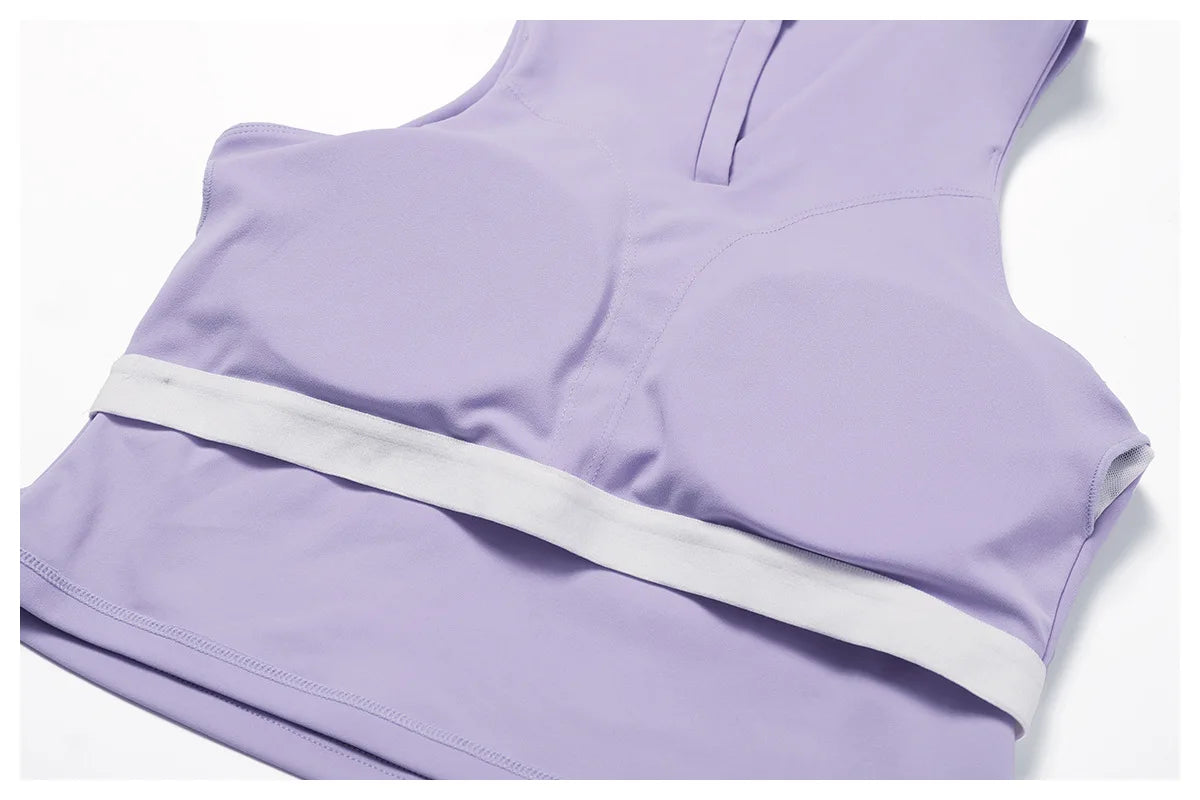 2-Piece Summer Yoga & Tennis Set – Crop Top & Pleated Skirt