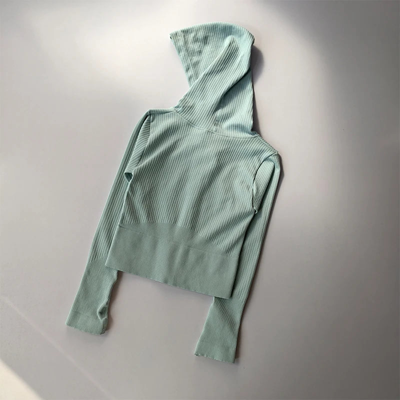 Women's Slim Fit Hooded Sports Jacket – Long Sleeve Zip-Up Activewear