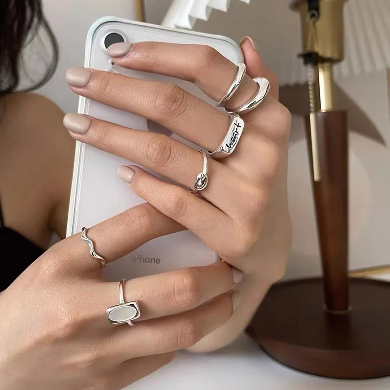 925 Sterling Silver Double-Line Geometric Ring