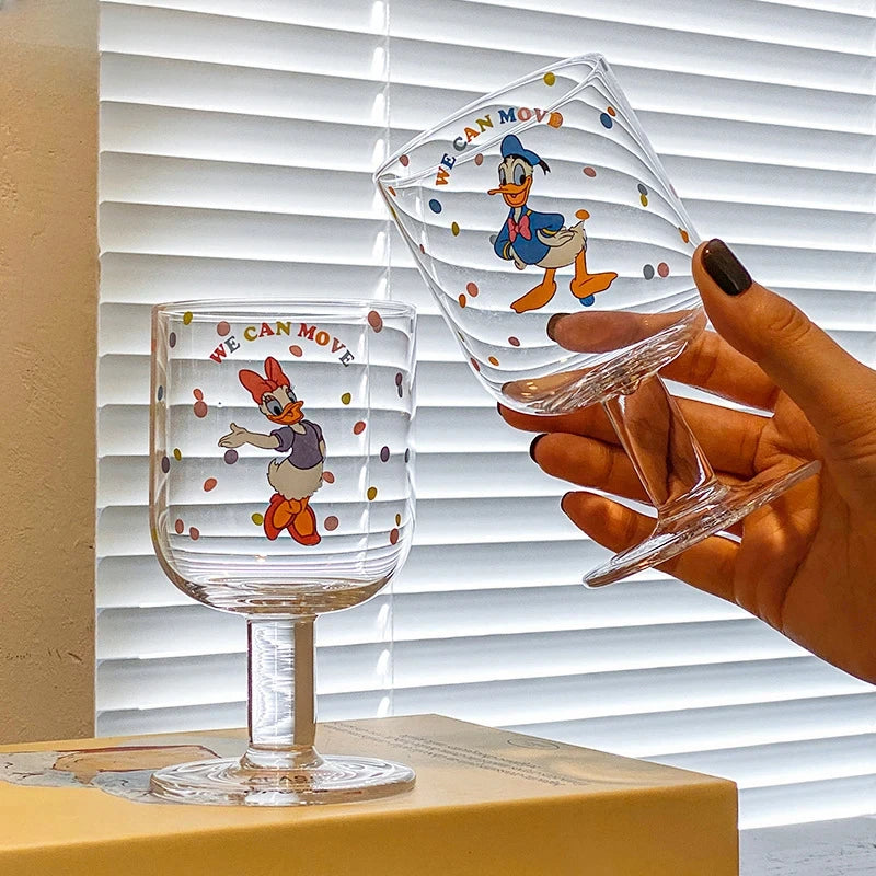 Disney Mickey Minnie Donald Daisy Glass Cup – Crystal Water & Juice Mug