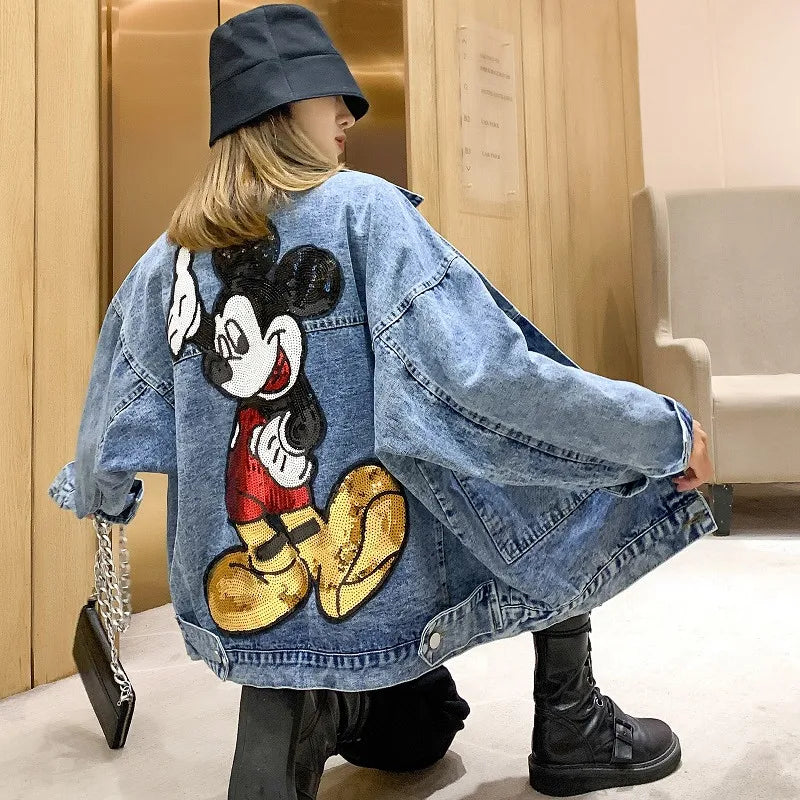 Embroidered Cartoon Denim Jacket