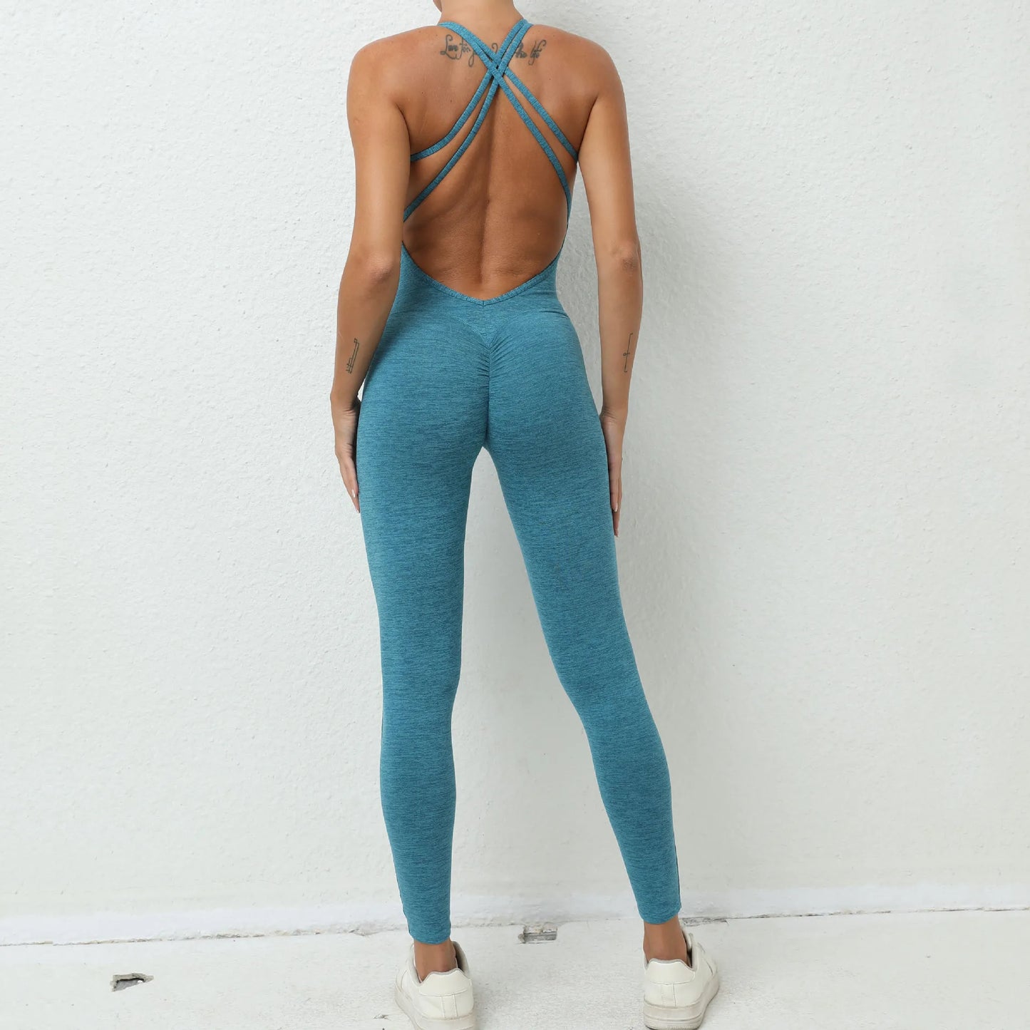 Women’s Sleeveless Fitness Jumpsuit – Backless Slim Sportswear for Gym and Yoga