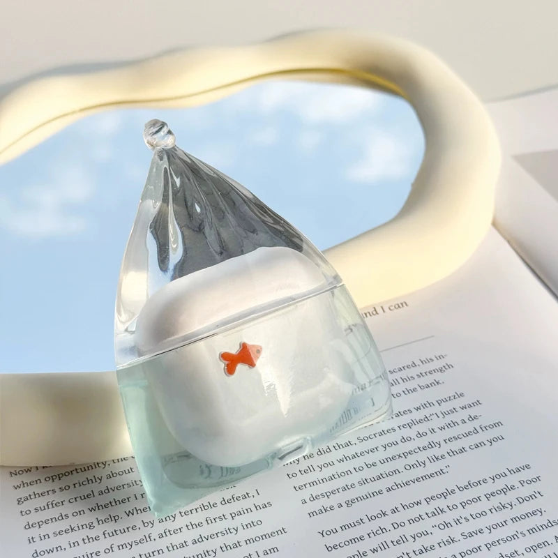 Transparent Goldfish AirPods Case – Artistic Water-Inspired Design