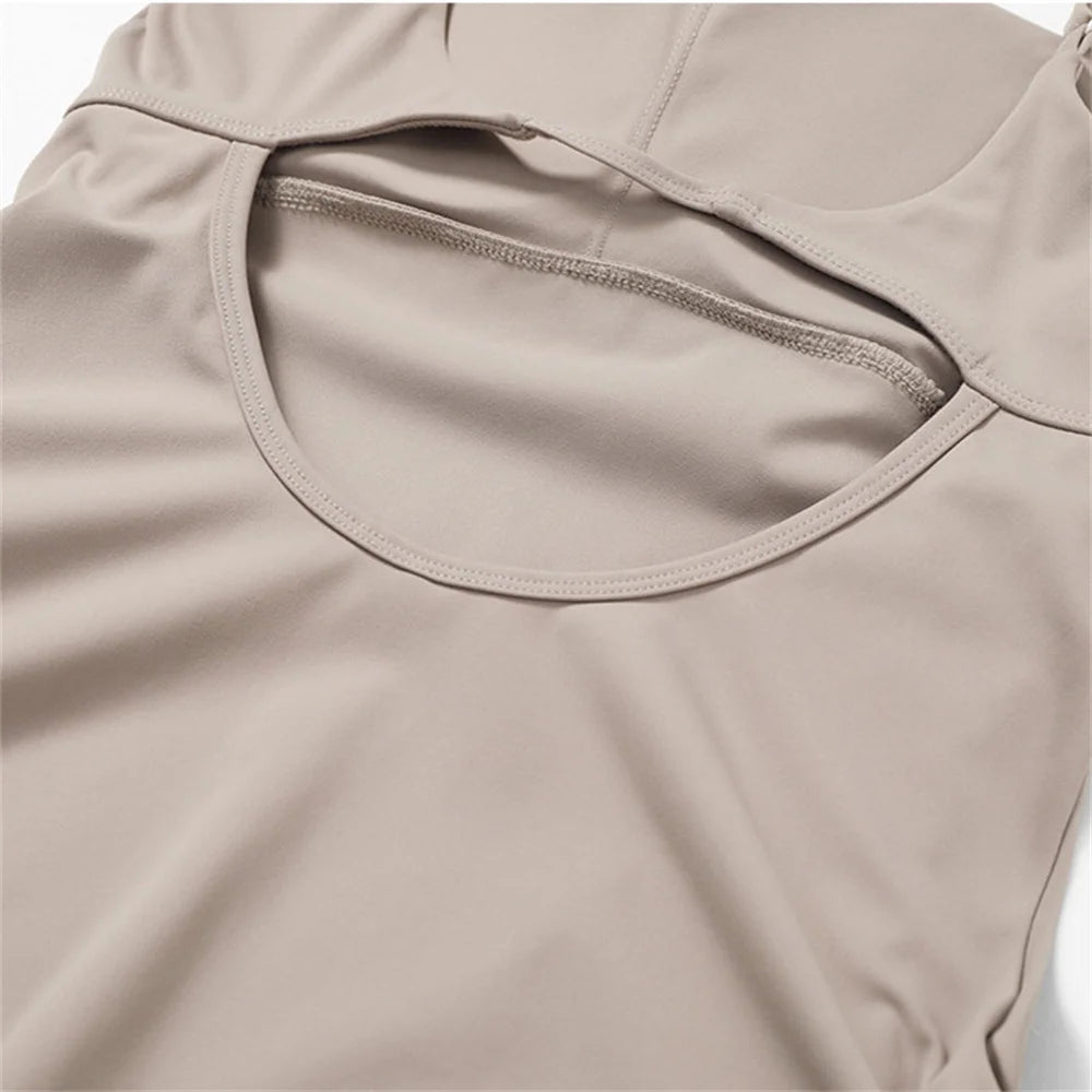 One-Piece Sports Bodysuit with Skirt – Tennis Style Jumpsuit for Yoga, Gym, Running & Dance