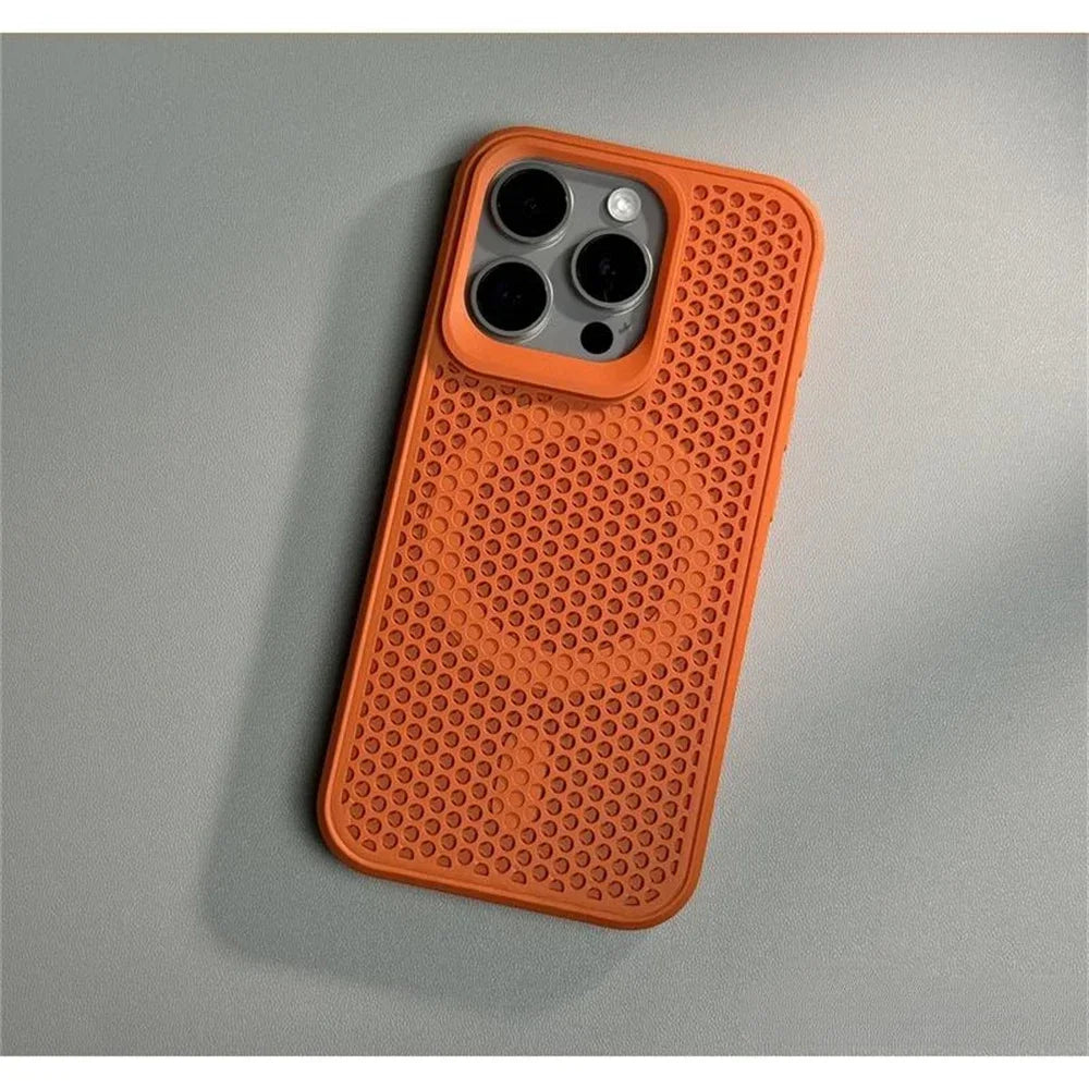 Luxury Matte Heat Dissipation Hole Magsafe Case for iPhone 12 to iPhone 16 Pro Max – Magnetic Wireless Charging PC Hard Cover