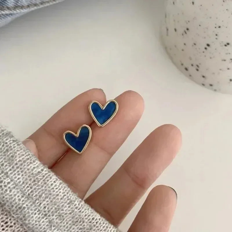 Minimalist Heart Stud Earrings – Multi Colors