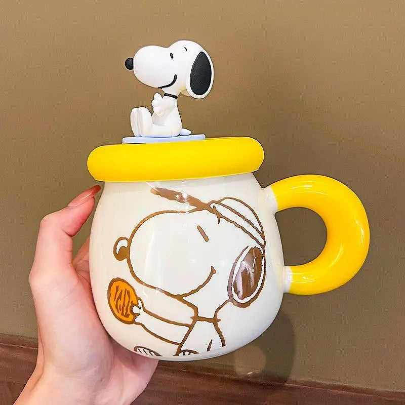 Snoopy Ceramic Mug with Lid & Straw – 500ml