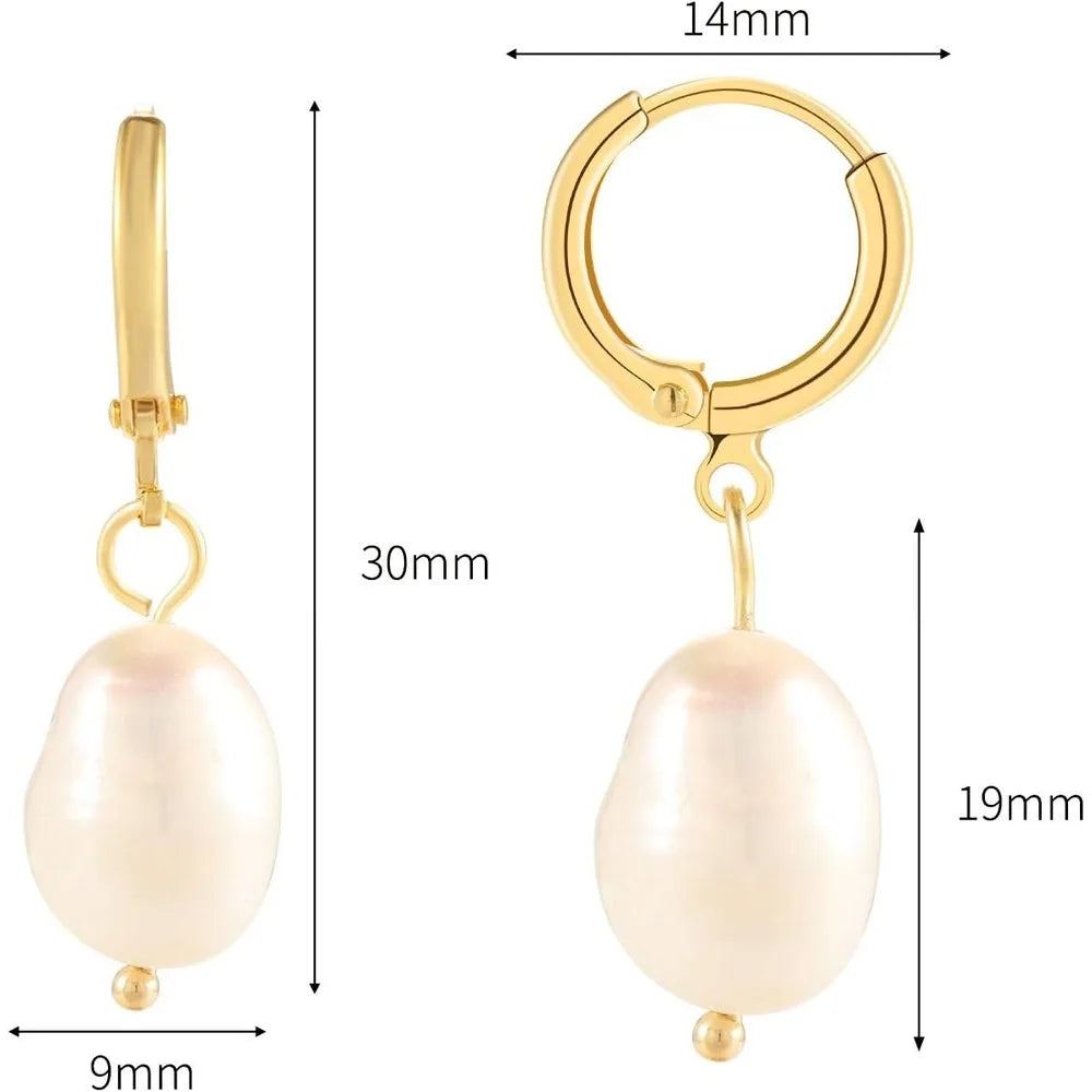 Pearl Drop Hoop Earrings – Gold & Silver