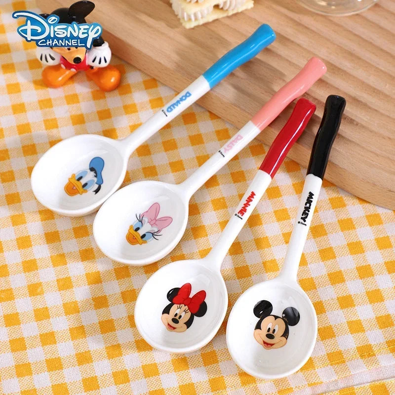 Disney Mickey & Minnie Ceramic Spoon – Cartoon Tableware for Kids