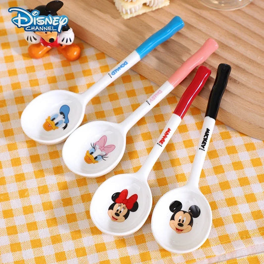 Disney Mickey & Minnie Ceramic Spoon – Cartoon Tableware for Kids