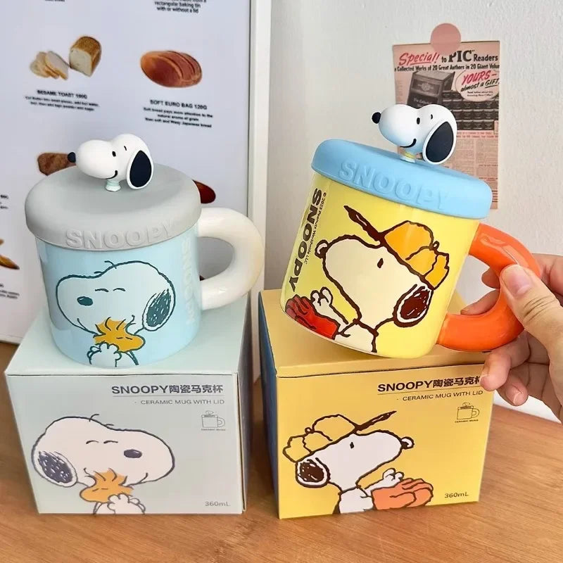 Snoopy Ceramic Milk Cup with Lid