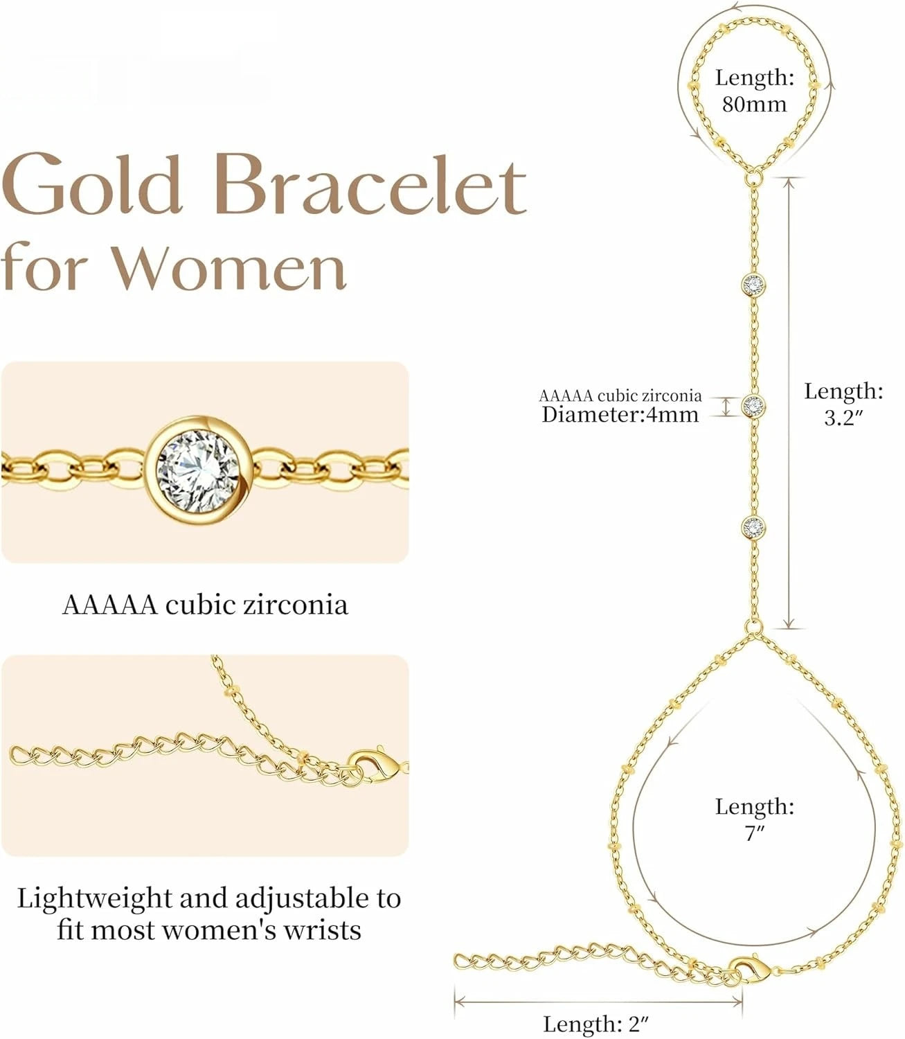 Elegant Gold/Silver Hand Chain Bracelet