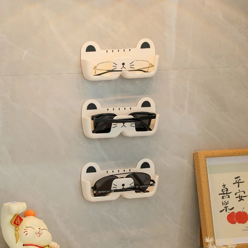 Wall-Mounted Cute Cat Glasses Holder