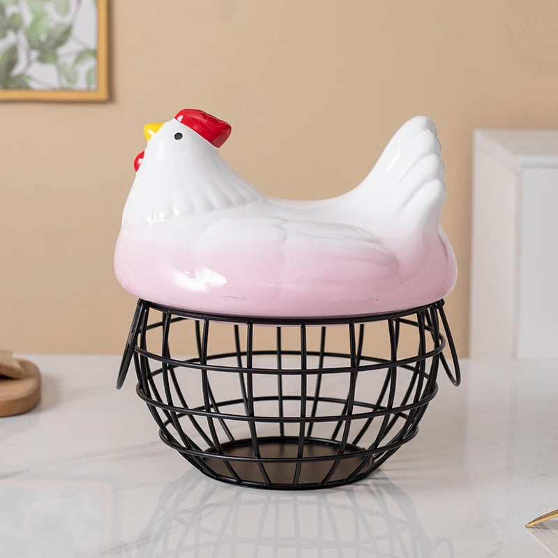 Ceramic Chicken Egg Basket
