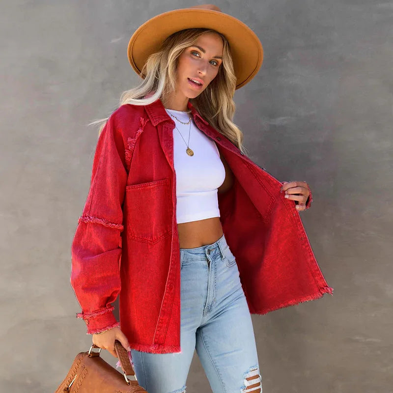 Colorful Denim Jacket with Tassels
