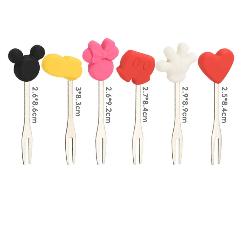 Disney Mickey & Minnie Stainless Steel Fruit & Dessert Forks – Cartoon Tableware Set