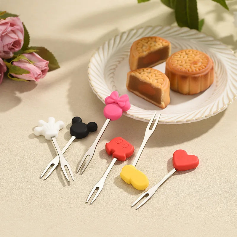 Disney Mickey & Minnie Stainless Steel Fruit & Dessert Forks – Cartoon Tableware Set