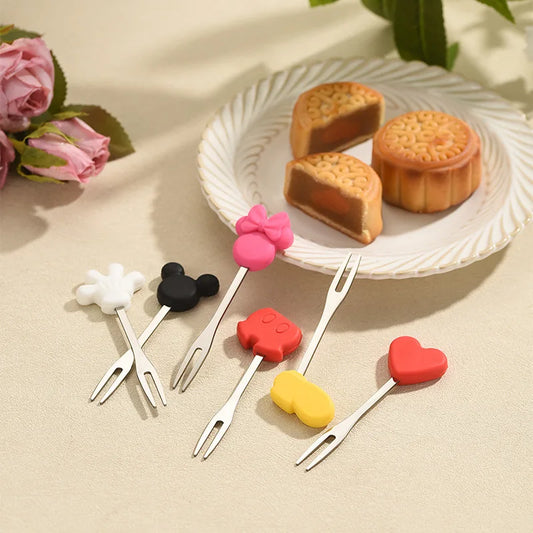 Disney Mickey & Minnie Stainless Steel Fruit & Dessert Forks – Cartoon Tableware Set