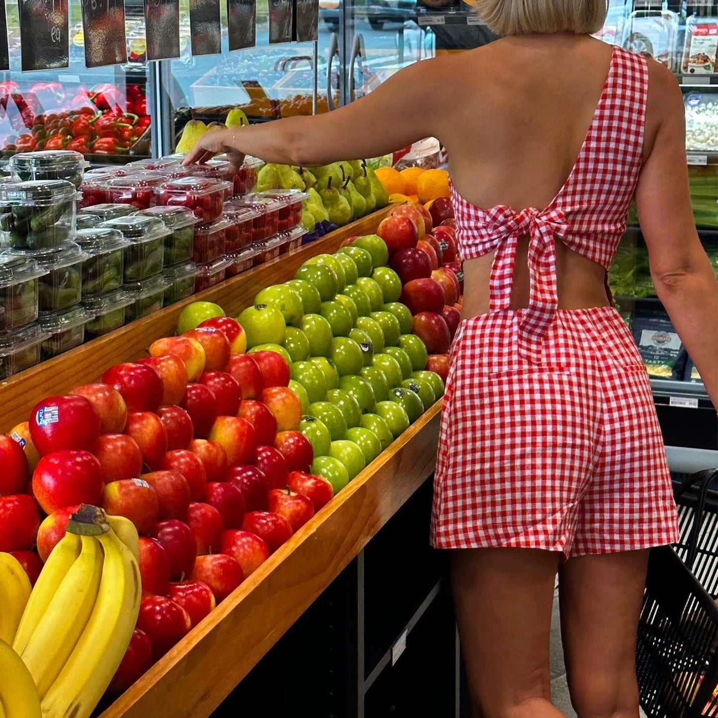 Y2K Plaid One-Shoulder Summer Set