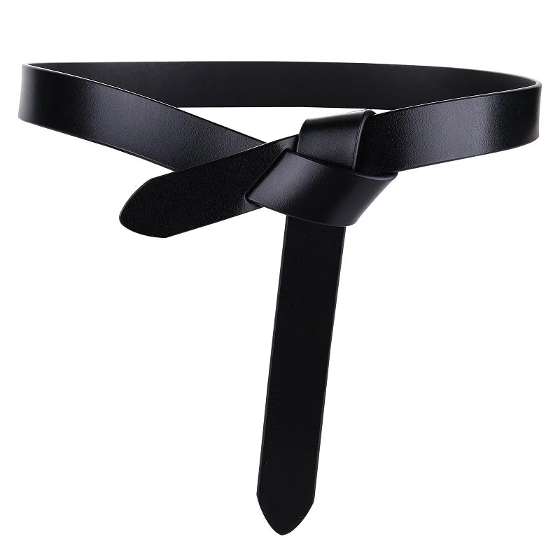 Soft Leather Tie Belt with Vintage Knot Design