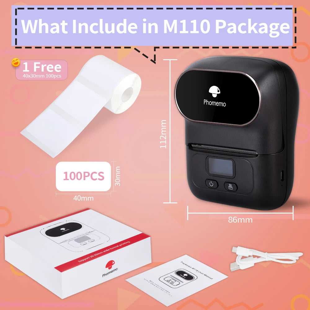 Phomemo M110 Portable Label Printer – Inkless Thermal Printing