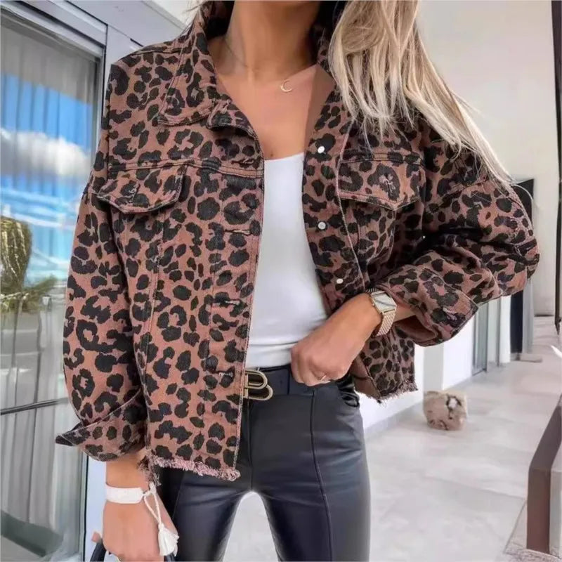 Leopard Print Denim Jacket