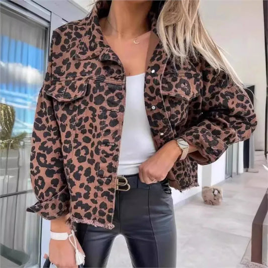 Leopard Print Denim Jacket