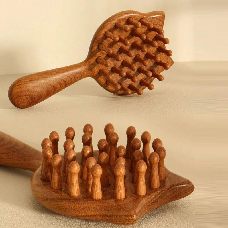 Sandalwood Scalp Massage Comb – Wide Tooth Wooden Comb for Hair & Body Massage