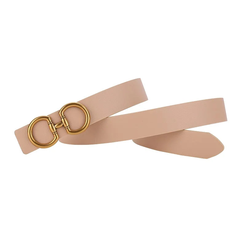 Double Buckle Leather Fashion Belt for Women