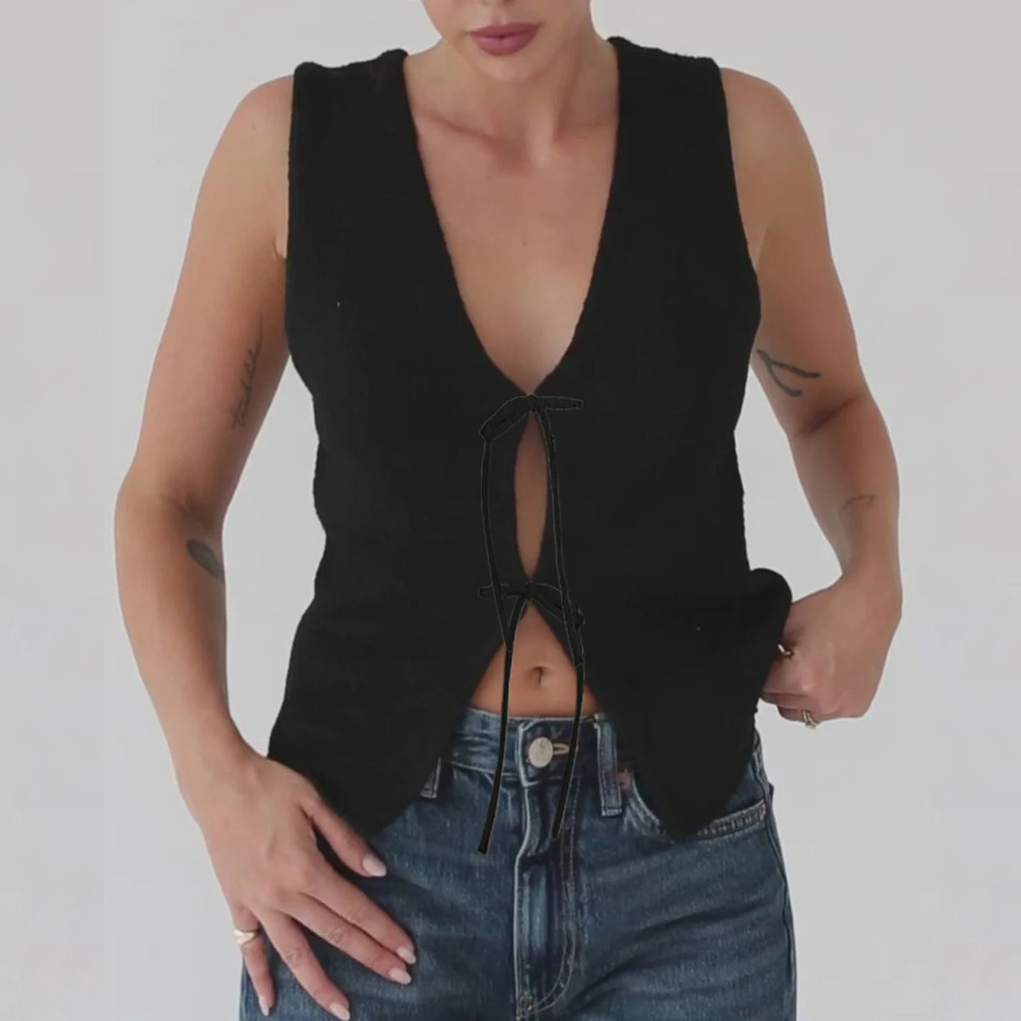 Tie-Front Knit Vest Top