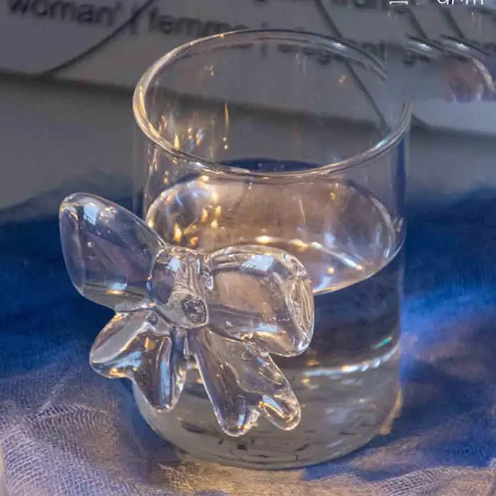 Transparent Glass Cup with Large Pink Bow