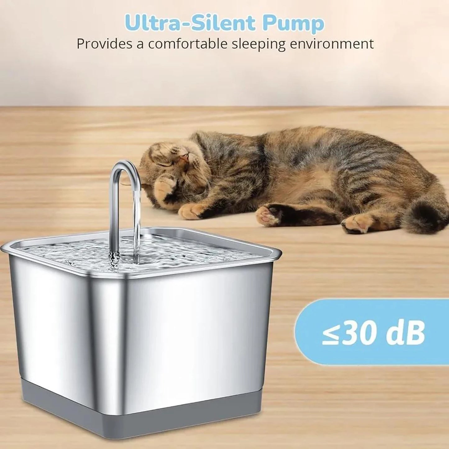 Smart Stainless Steel Cat Water Fountain – 4L with App Control and Multi-Layer Filtration System