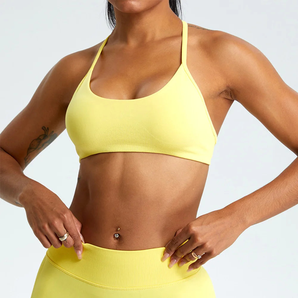 Women’s High Support Thin Strap Sports Bra – Crop Top for Running & Fitness (Multi Colors)