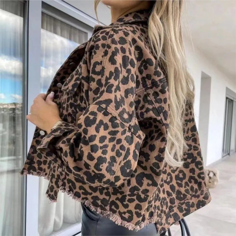 Leopard Print Denim Jacket