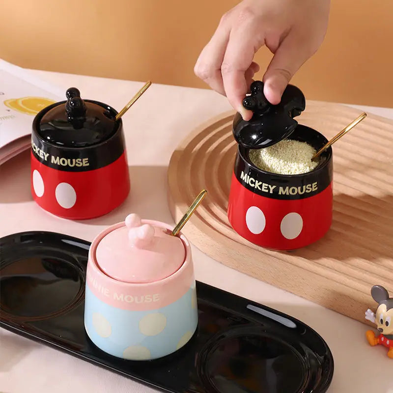 Cartoon Mickey/Minnie Seasoning Jar with Spoon