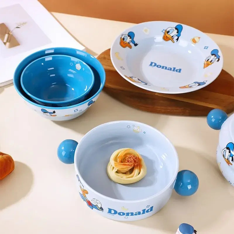 Disney Mickey Minnie Donald Daisy Ceramic Tableware Bowls & Plates Set