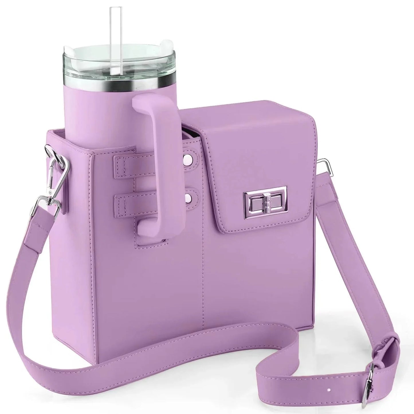 Stylish Square Crossbody Bag with Water Bottle Holder