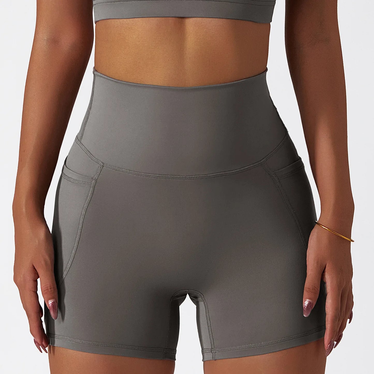 High-Waist Summer Gym Shorts with Pockets – Multi Colors