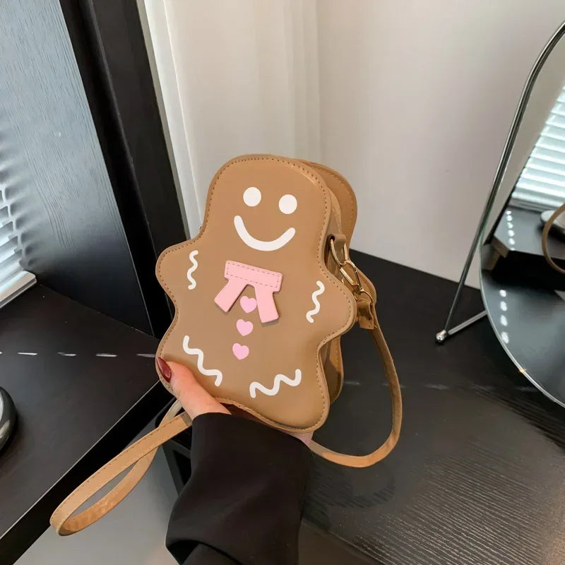 Gingerbread Man Cartoon Shoulder Bag – Fun Multi-Color Design