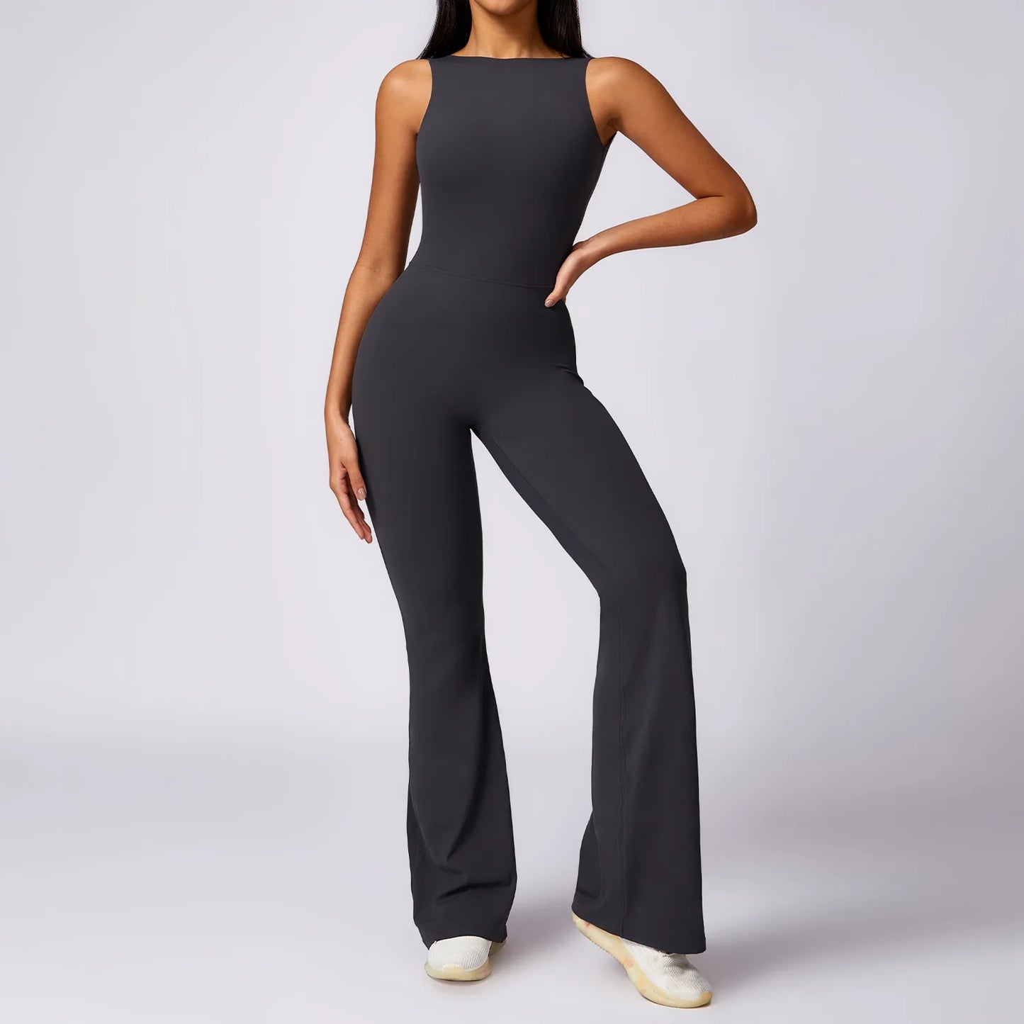 Women's Scrunch Butt Yoga Jumpsuit – Wide-Leg Stretch Bodysuit for Training