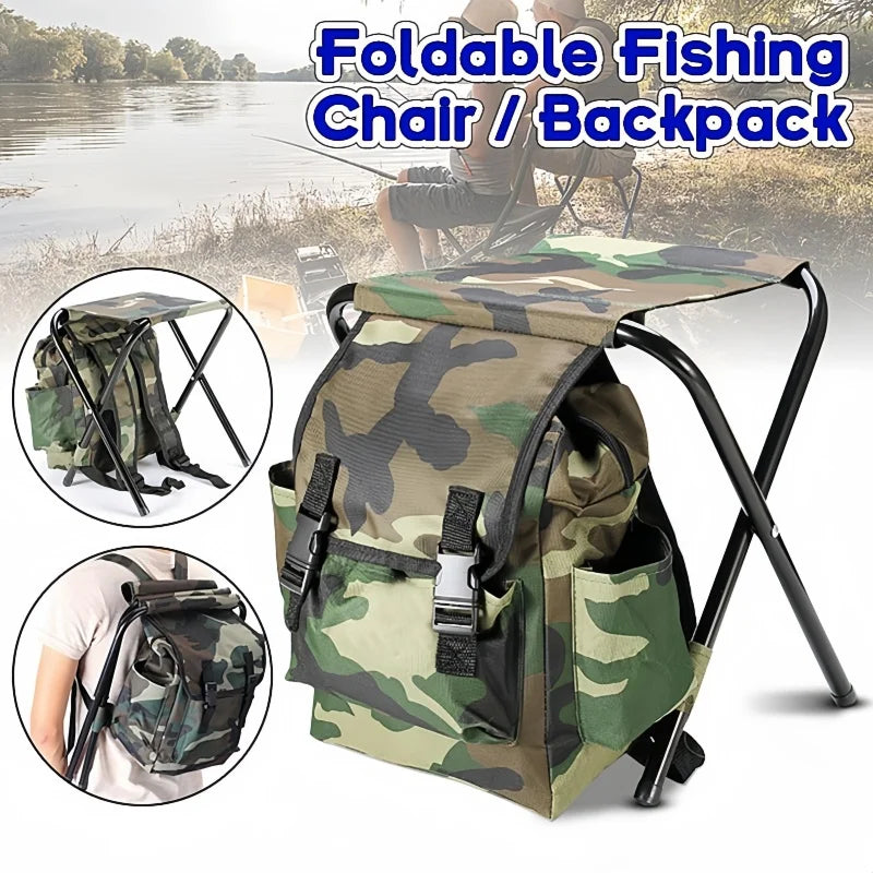 2-in-1 Foldable Backpack Chair – Lightweight Outdoor Camping & Fishing Stool