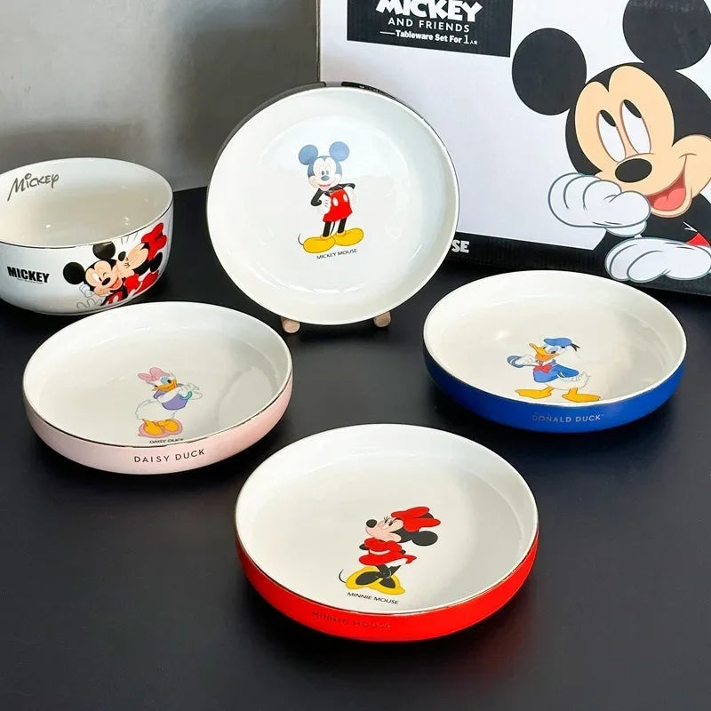 Disney Mickey Minnie Donald Ceramic Dinner Plate – High-Quality Cartoon Tableware