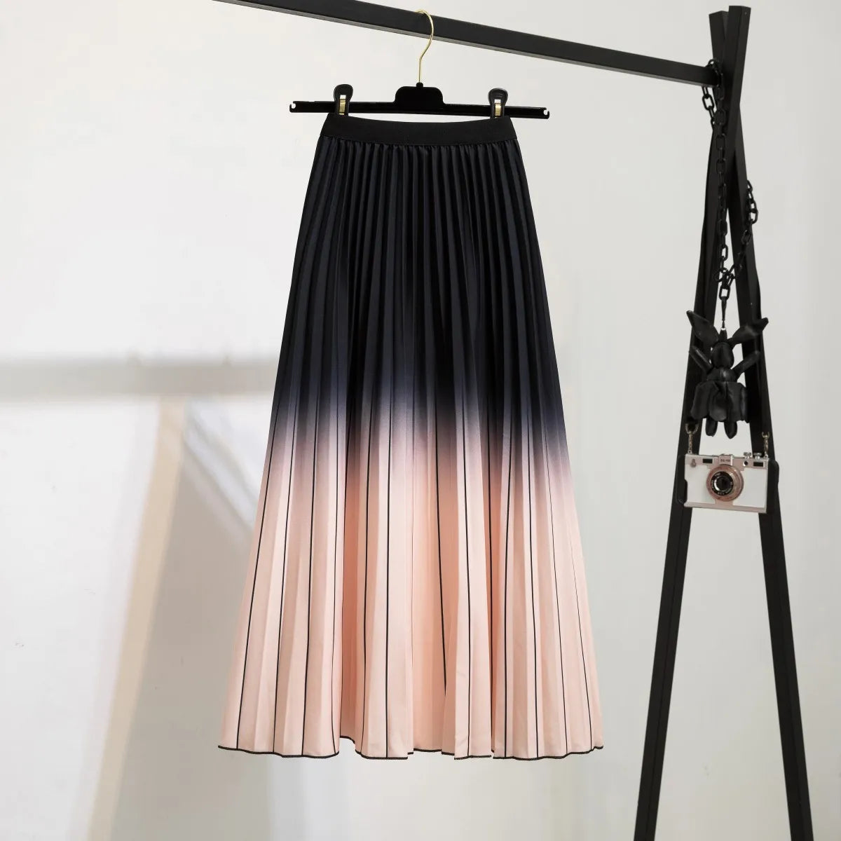 Women’s Cartoon Print Pleated Skirt – High Waist Big Swing Skirt