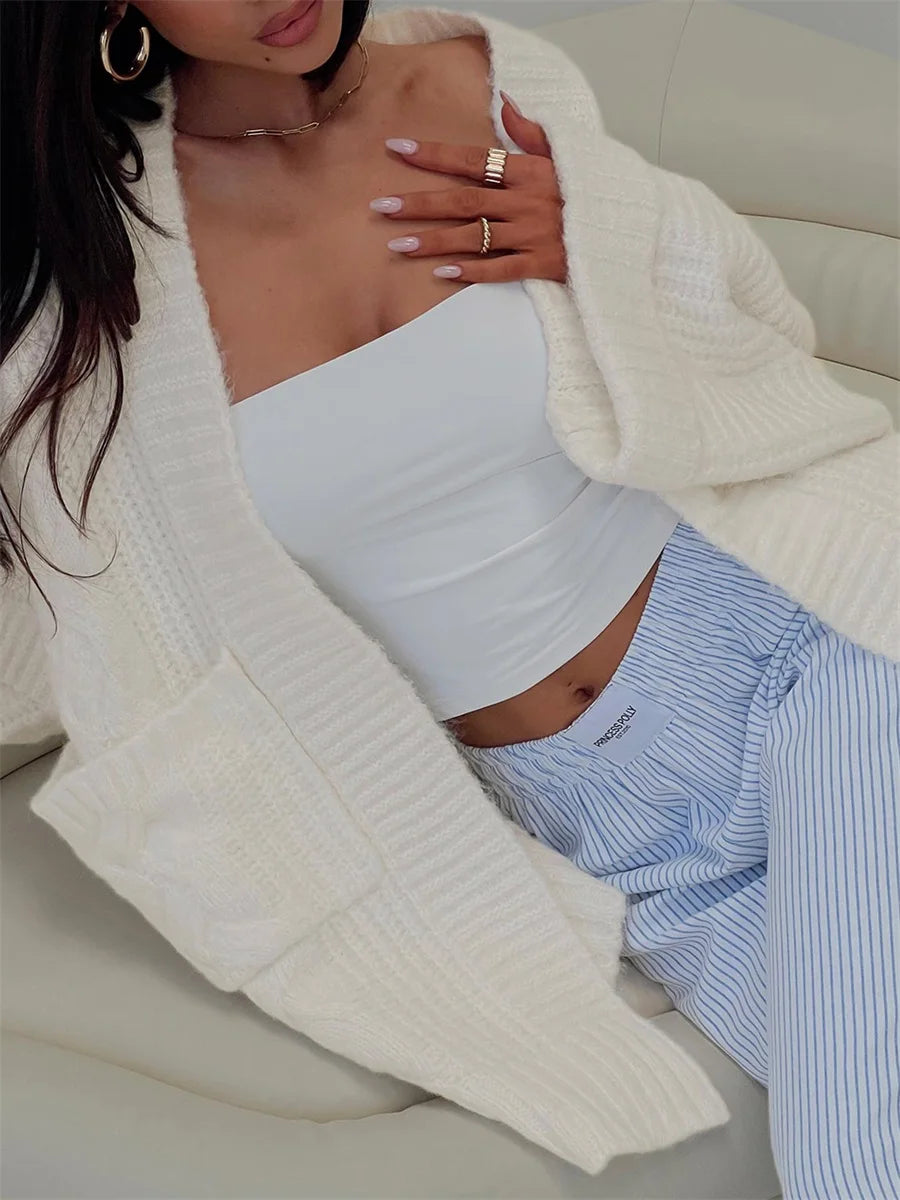 Chunky Cable Knit Open Front Cardigan