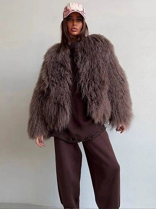 Luxury Winter Faux Fur Jacket – Korean Oversized Trendy Warm Coat