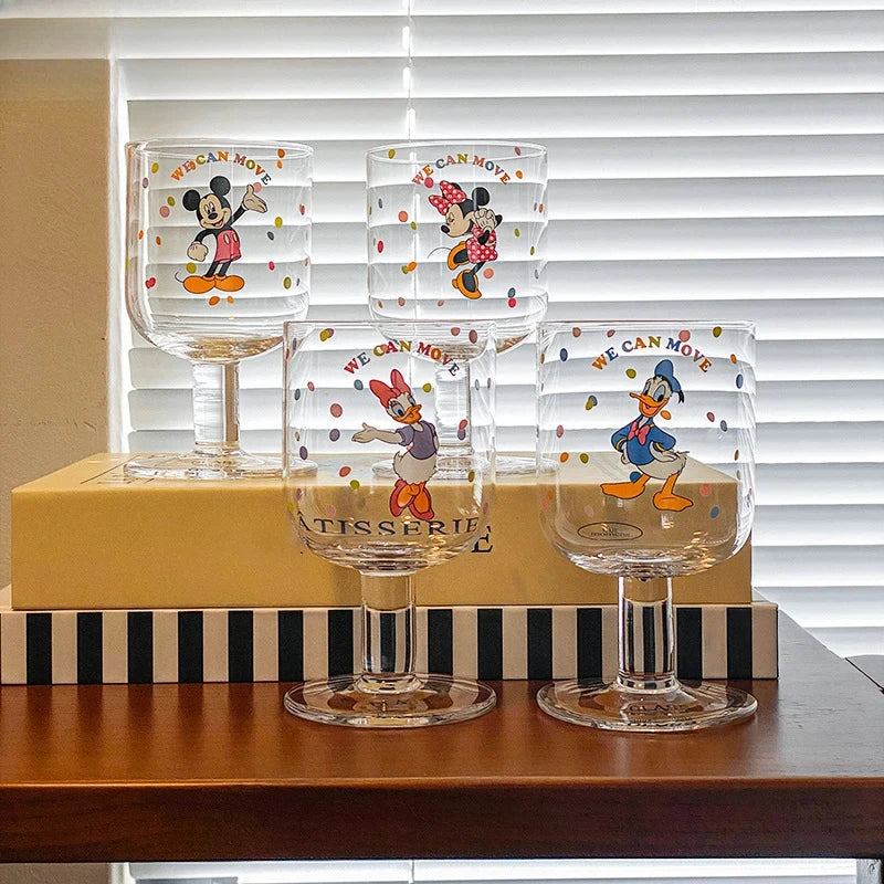 Disney Mickey Minnie Donald Daisy Glass Cup – Crystal Water & Juice Mug
